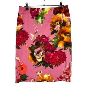 Talbots Petite Pink Floral Knee Length Pencil Skirt 2P